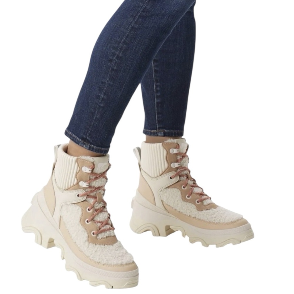 New Sorel Women’s Brex Leather & Faux Shearling Lace‎ Up Winter Boots Warm